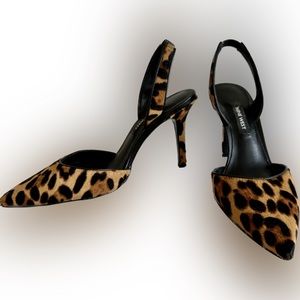 Nine West, Size 7 regular, animal print sling backs, worn 10 times, slight wear